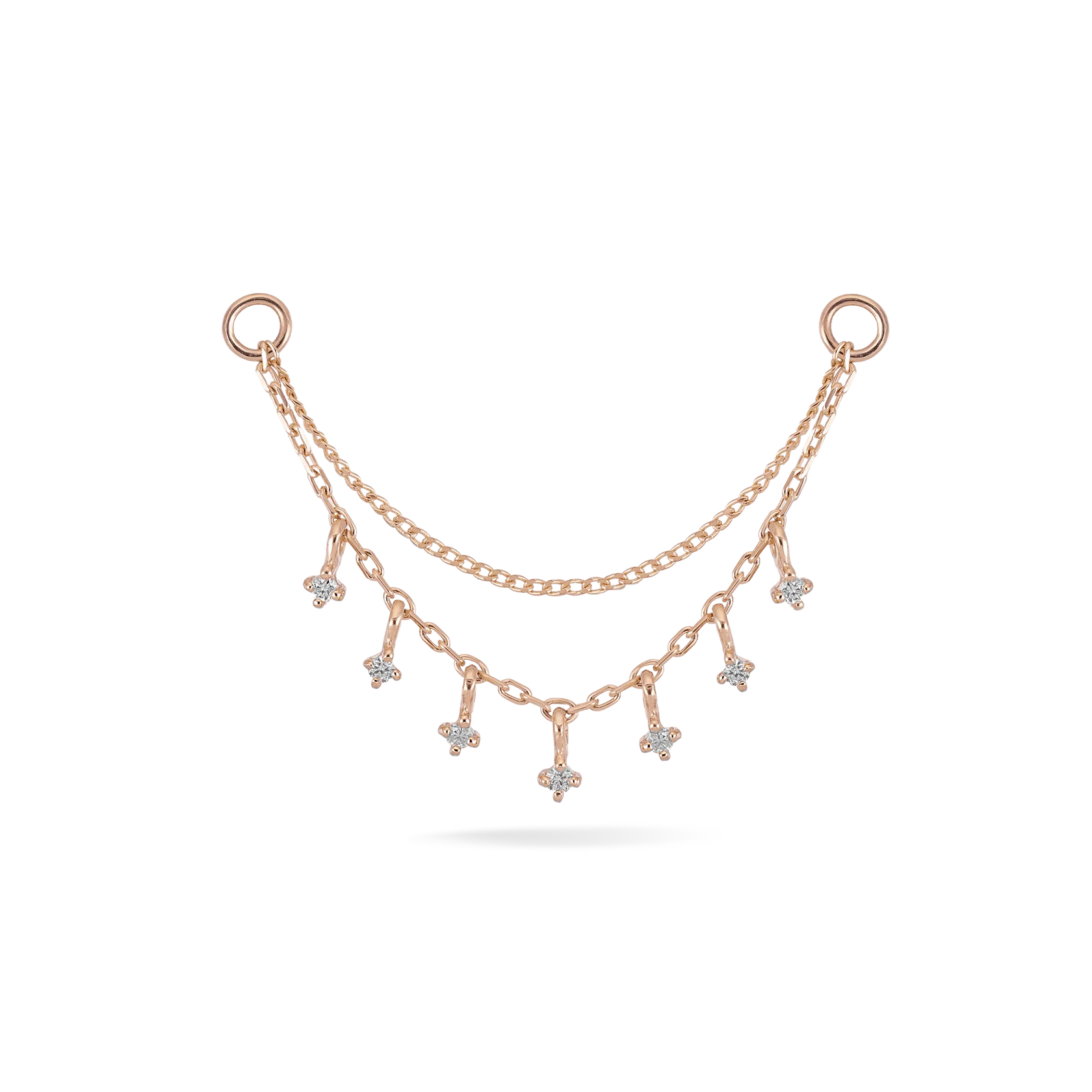 14k GOLD TINY DIAMOND CHARM DOUBLE CHAIN
