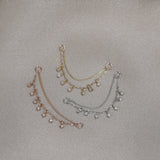 14k GOLD TINY DIAMOND CHARM DOUBLE CHAIN
