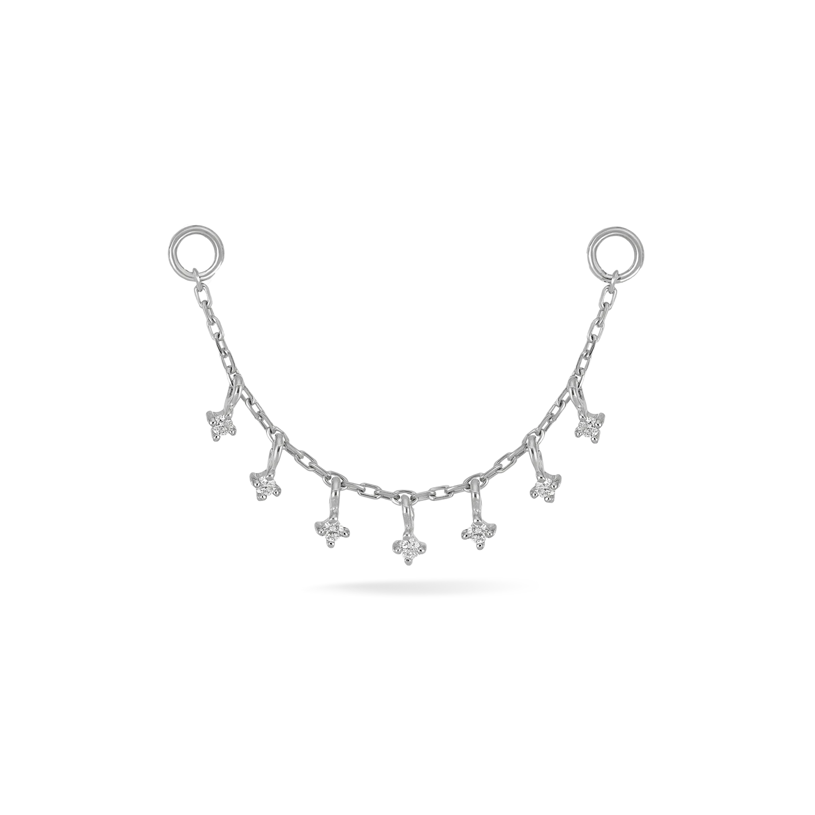 14k GOLD TINY DIAMOND CHARM CHAIN 32MM