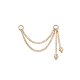 14k GOLD BRILLCUT BEADED CHARM DOUBLE CHAIN
