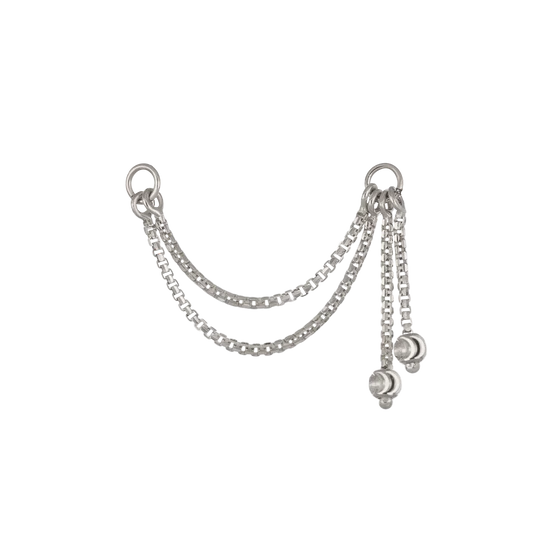 14k GOLD BRILLCUT BEADED CHARM DOUBLE CHAIN