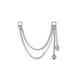 14k GOLD BRILLCUT BEADED CHARM DOUBLE CHAIN