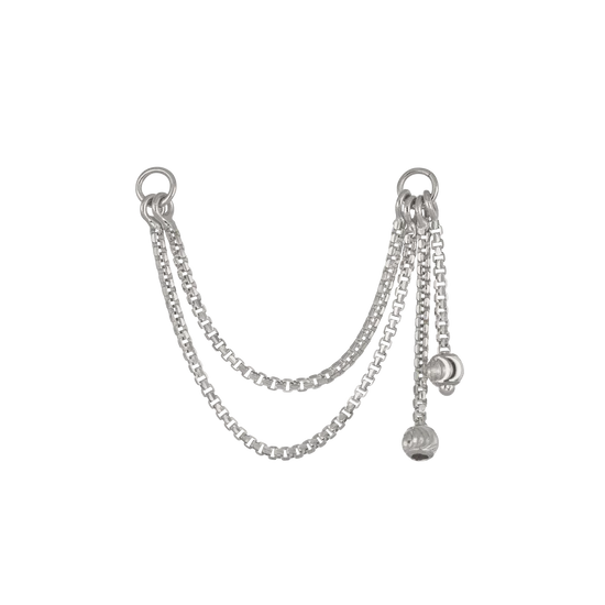 14k GOLD BRILLCUT BEADED CHARM DOUBLE CHAIN