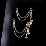 14k GOLD BRILLCUT BEADED CHARM DOUBLE CHAIN