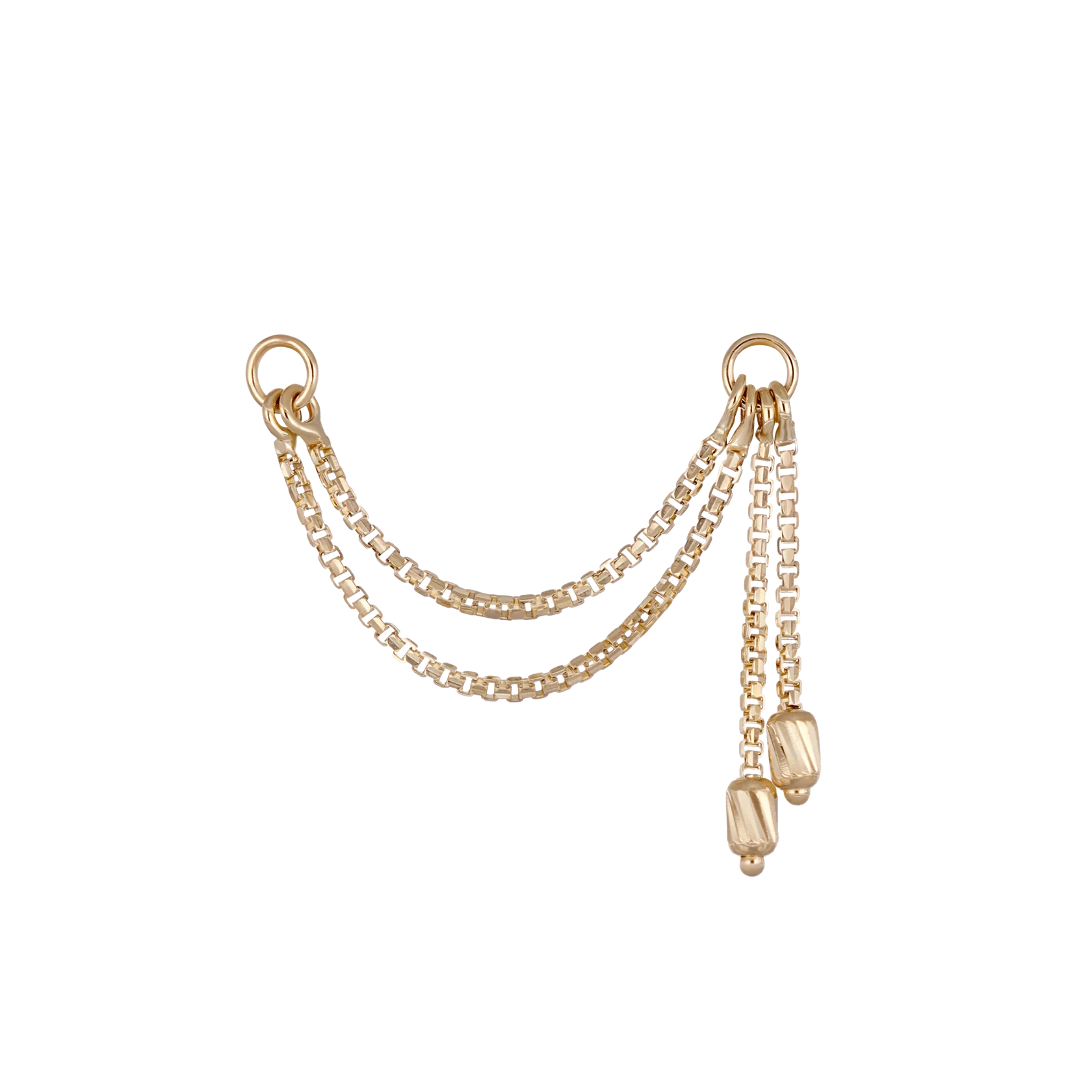 14k DIAMOND BOX BARREL DOUBLE CHAIN