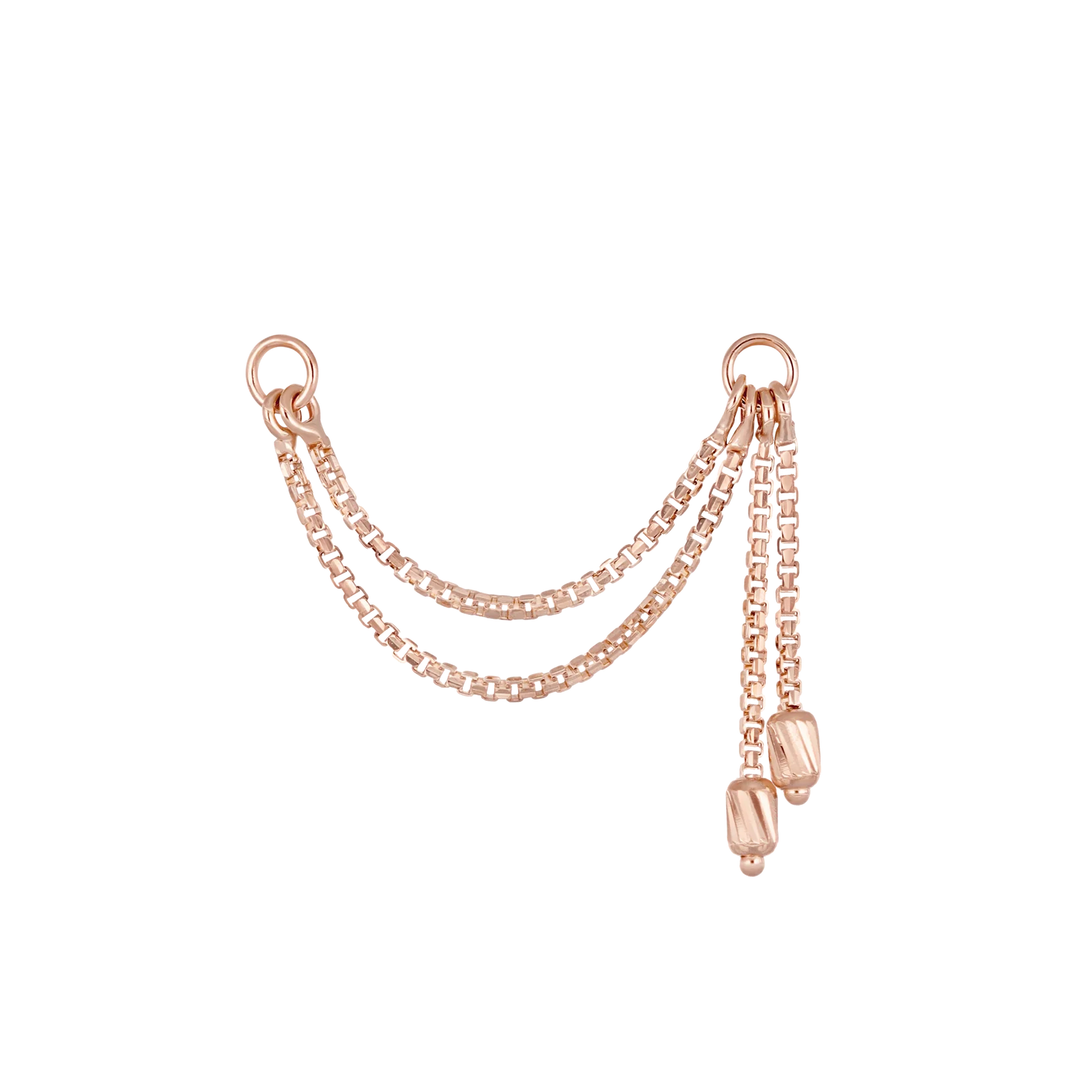 14k DIAMOND BOX BARREL DOUBLE CHAIN