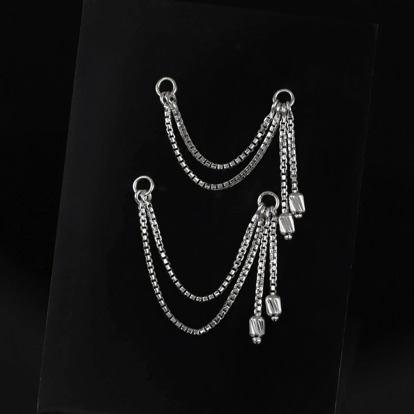 14k DIAMOND BOX BARREL DOUBLE CHAIN