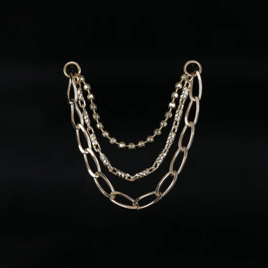 14k GOLD BAD GIRL TRIPLE MIXED CHAIN
