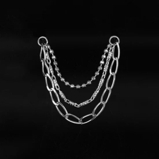 14k GOLD BAD GIRL TRIPLE MIXED CHAIN