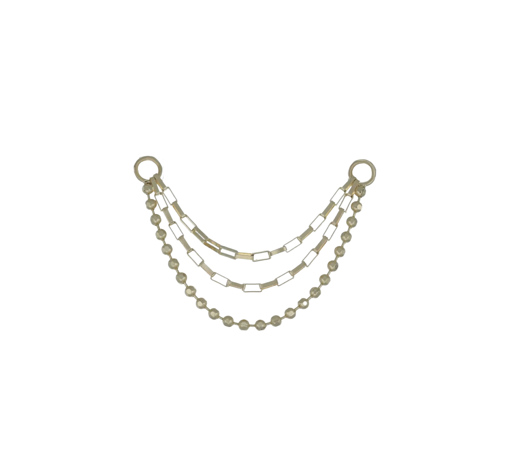 14k GOLD BOSS LADY MIXED TRIPLE CHAIN