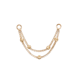 14k GOLD DIAMOND BOX BEADED DOUBLE CHAIN