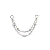 14k GOLD DIAMOND BOX BEADED DOUBLE CHAIN