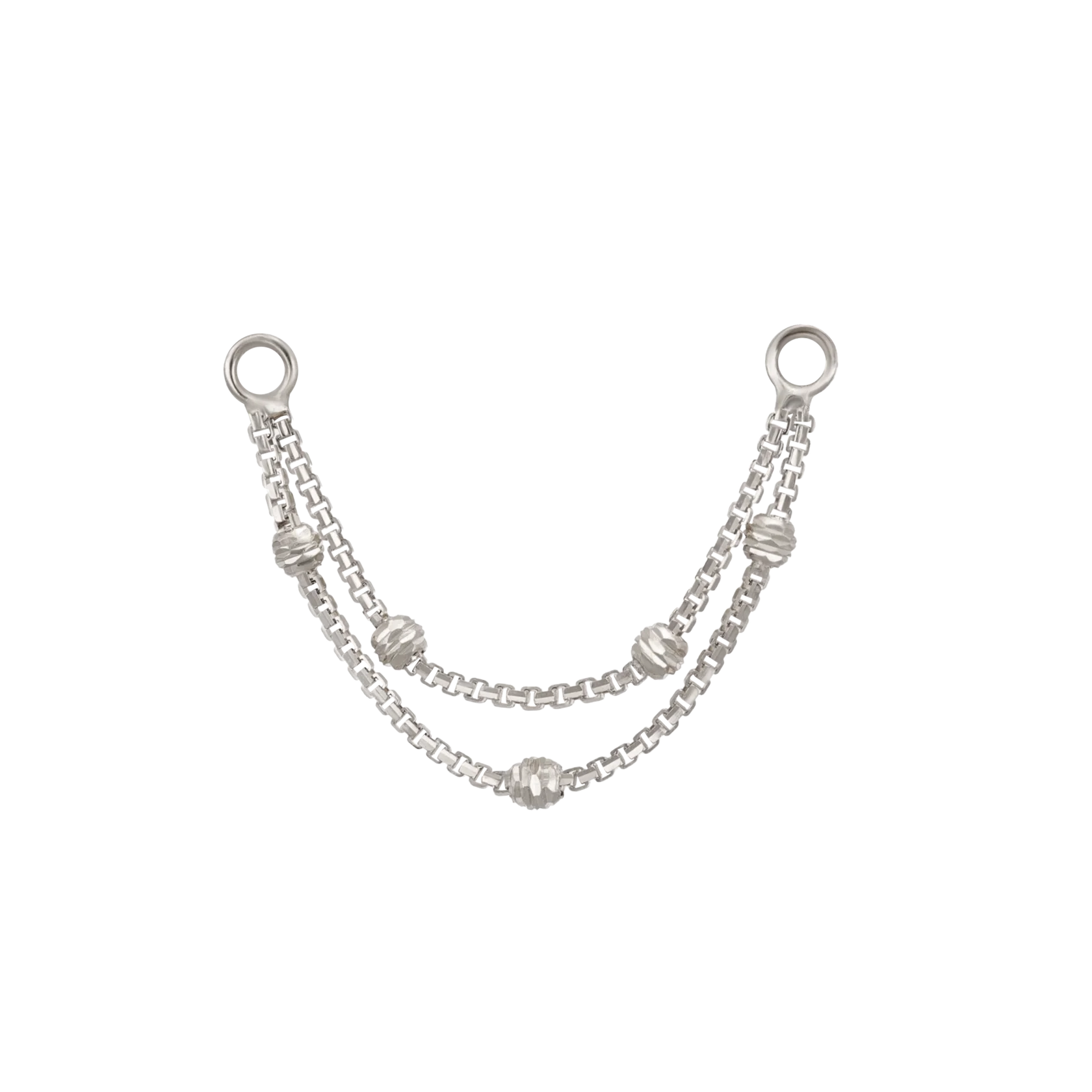 14k GOLD DIAMOND BOX BEADED DOUBLE CHAIN