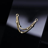 14k GOLD DIAMOND BOX BEADED DOUBLE CHAIN