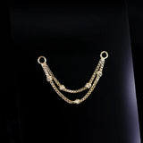 14k GOLD DIAMOND BOX BEADED DOUBLE CHAIN