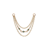 14k GOLD NATURAL GREEN DIAMOND TRIPLE CABLE CHAIN