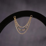 14k GOLD NATURAL GREEN DIAMOND TRIPLE CABLE CHAIN