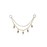 14k GOLD BLACK DIAMOND BEADED DOUBLE CHAIN