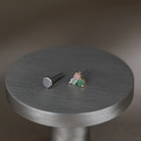 14K SOLID GOLD TRIUMVIRATE TINY NATURAL GEMSTONE THREADLESS ENDS