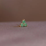 14K SOLID GOLD TRIUMVIRATE TINY NATURAL GEMSTONE THREADLESS ENDS