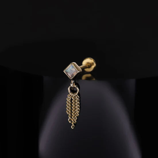 14k GOLD PRINCESS - 5 CURB CHAIN TASSEL