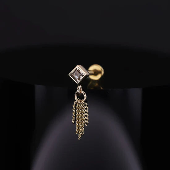 14k GOLD PRINCESS - 5 CURB CHAIN TASSEL
