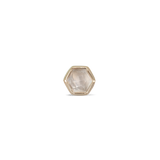 14K 14k GOLD HONEYCOMB GEMSTONE THREADLESS END • GREY MOONSTONE