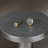 14K 14k GOLD HONEYCOMB GEMSTONE THREADLESS END • GREY MOONSTONE