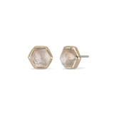 14K 14k GOLD HONEYCOMB GEMSTONE THREADLESS END • GREY MOONSTONE
