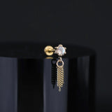 14k GOLD FACETED 6 PRONG 5CHAIN TASSEL GEM END