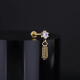 14k GOLD FACETED 6 PRONG 5CHAIN TASSEL GEM END