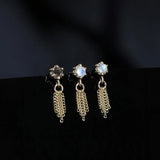 14k GOLD FACETED 6 PRONG 5CHAIN TASSEL GEM END
