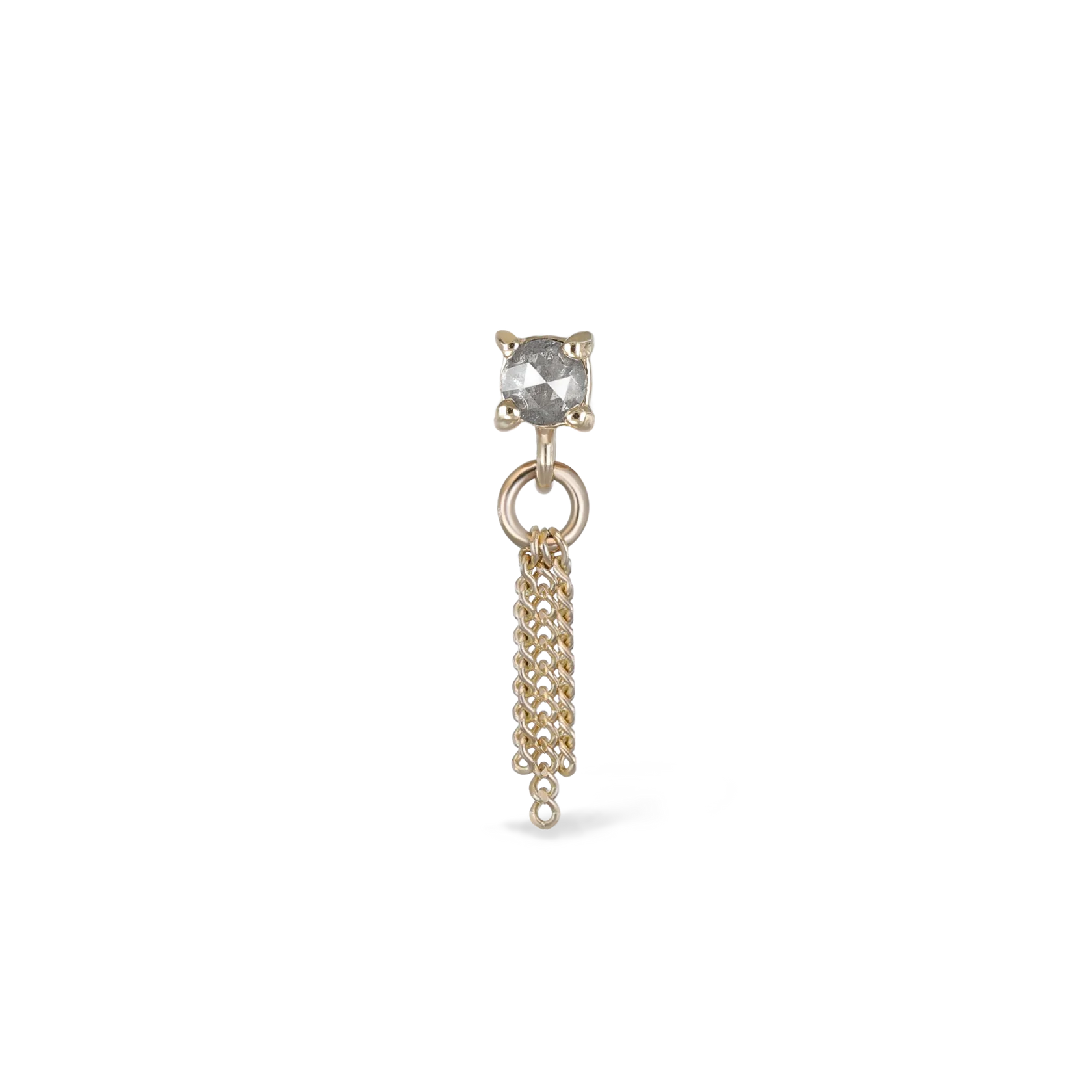 14k GOLD ROSE CUT PRONG TASSEL GEM END