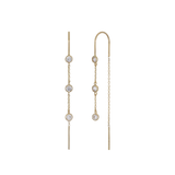 14K GOLD BEZEL CZ THREADER EARRINGS