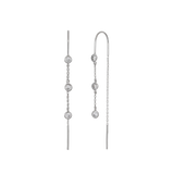 14K GOLD BEZEL CZ THREADER EARRINGS