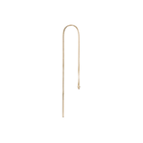 14k GOLD DIAMOND BOX LONG CHAIN THREADER EARRING WITH BALL ENDS