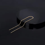 14k GOLD FACET BALL CHAIN LONG THREADER EARRING