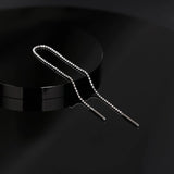 14k GOLD FACET BALL CHAIN LONG THREADER EARRING