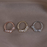 14k GOLD SQUARE & PEAR CZ CLICKER RING