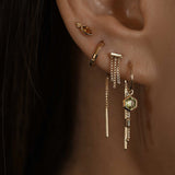 14k GOLD CHAIN CLAW HOOP WITH FACET BARREL