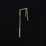 14k GOLD  ARC THREADER EARRING WITH BALL CHAINS