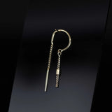 14k GOLD CHAIN CLAW HOOP WITH FACET BARREL