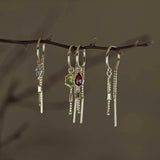 14k GOLD CHAIN CLAW HOOP WITH FACET BARREL