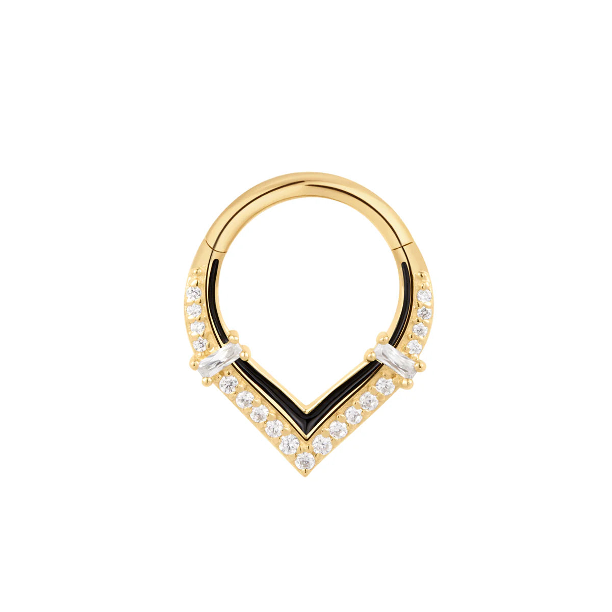 14k GOLD UPRISE - ENAMEL + CZ- CLICKER