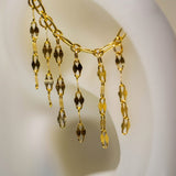 14k GOLD DRAPING EAR CHAIN - 6 TILE CHAIN DROPS