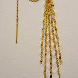14k GOLD EAR THREADER - 5 CHAIN FLORENZIA TILE CHAIN TASSEL