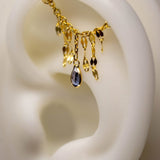 14k GOLD DRAPING EAR CHAIN - TILE CHAINS - TANZANITE