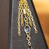 14k GOLD 5 CHAIN CHARM - WHITE TOPAZ - BLUE SAPPHIRE