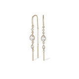 14K GOLD WHITE TOPAZ HOOP THREADERS - WHITE TOPAZ