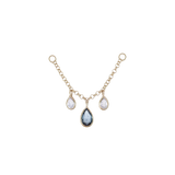 14K GOLD GEMSTONE CHAIN ATTACHMENT - RAINBOW MOONSTONE - LONDON BLUE TOPAZ